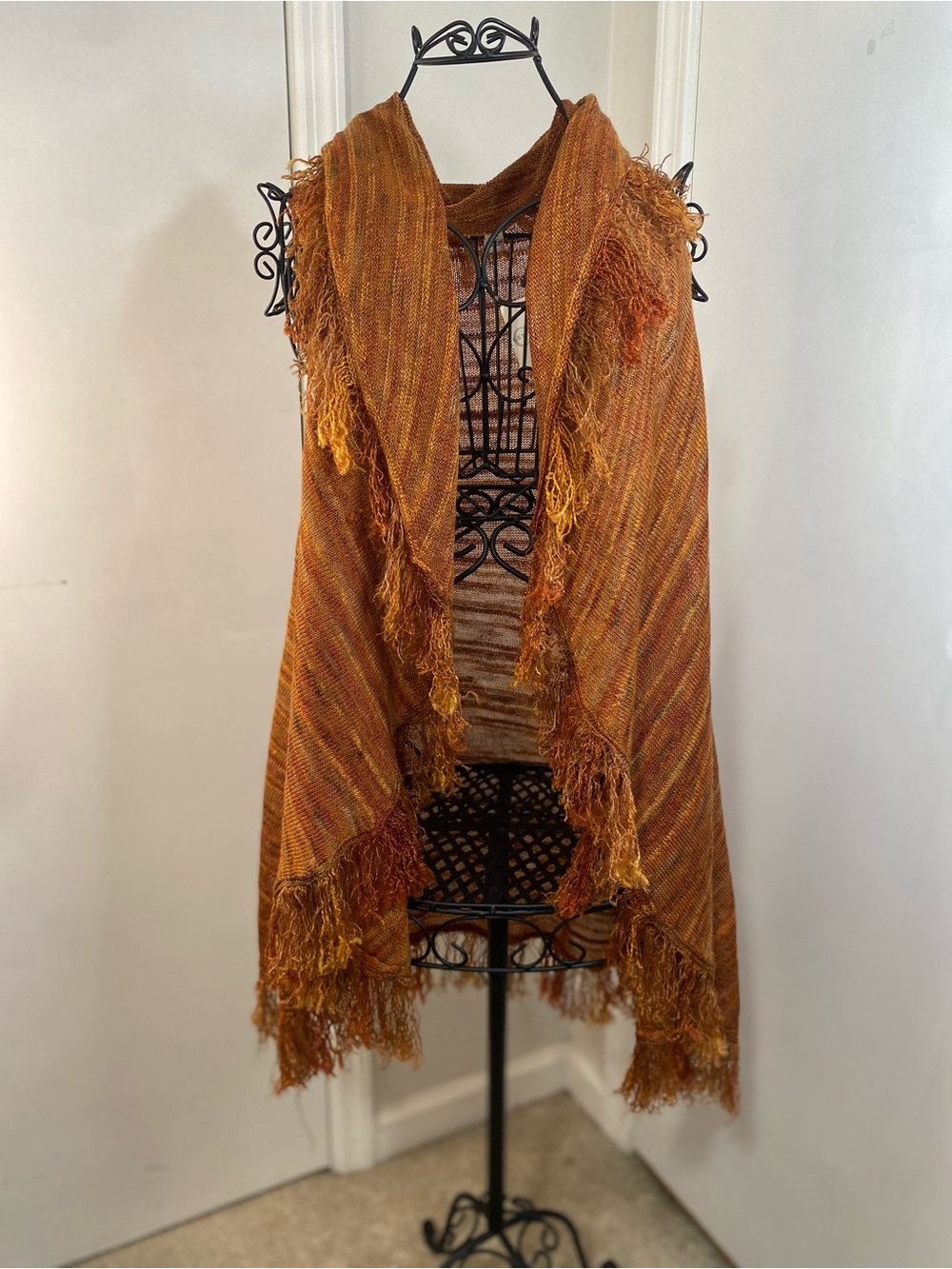 Cato EST. 1946  Plus Sz 22/24W Boho Fringe Sweater Vest Waterfall Open Front NWT